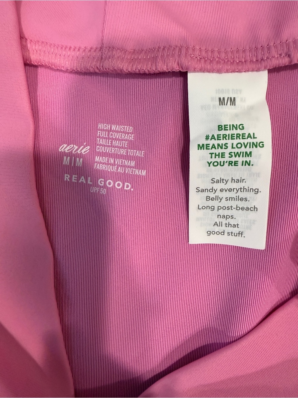 Aerie Crossover High Waisted Bikini Bottom Pink NWT Medium M - Picture 5 of 8